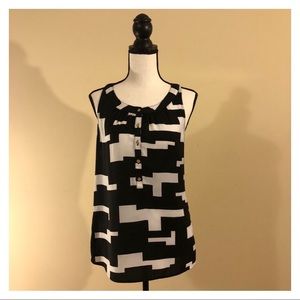 KENNETH COLE | Black & White Chiffon Tank | Size M